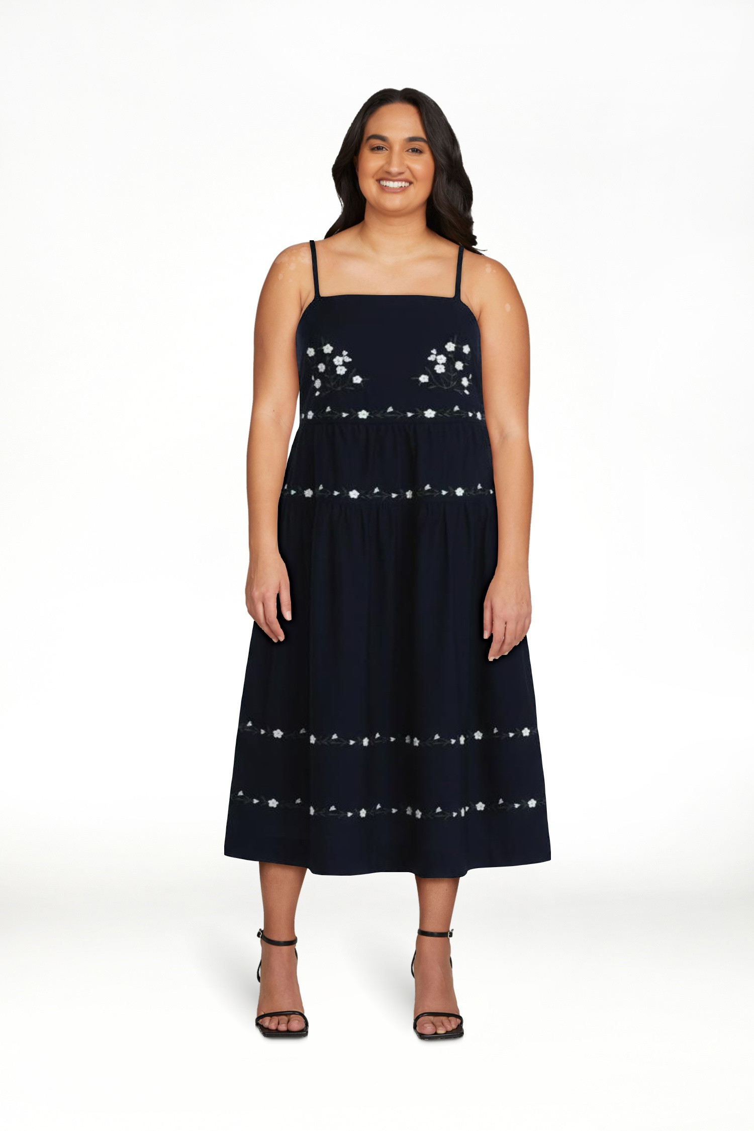 Free Assembly Women's and Women's Plus Embroidered Cotton Midi Dress, Sizes XS-4X | Walmart (US)