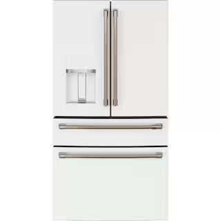 Cafe 27.8 cu. ft. Smart 4- Door French Door Refrigerator with Convertible Middle Drawer in Matte ... | The Home Depot