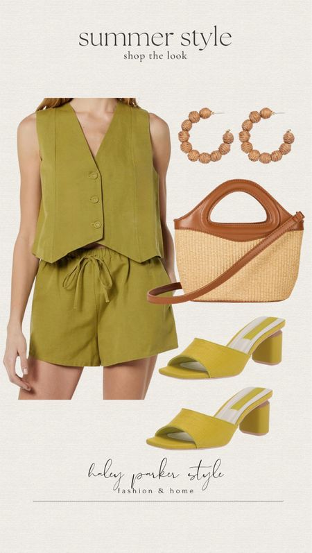 Summer style shop the look! 

Two piece outfit, green, vacation style, bag, heels, shoes, earrings 

#LTKShoeCrush #LTKStyleTip #LTKItBag