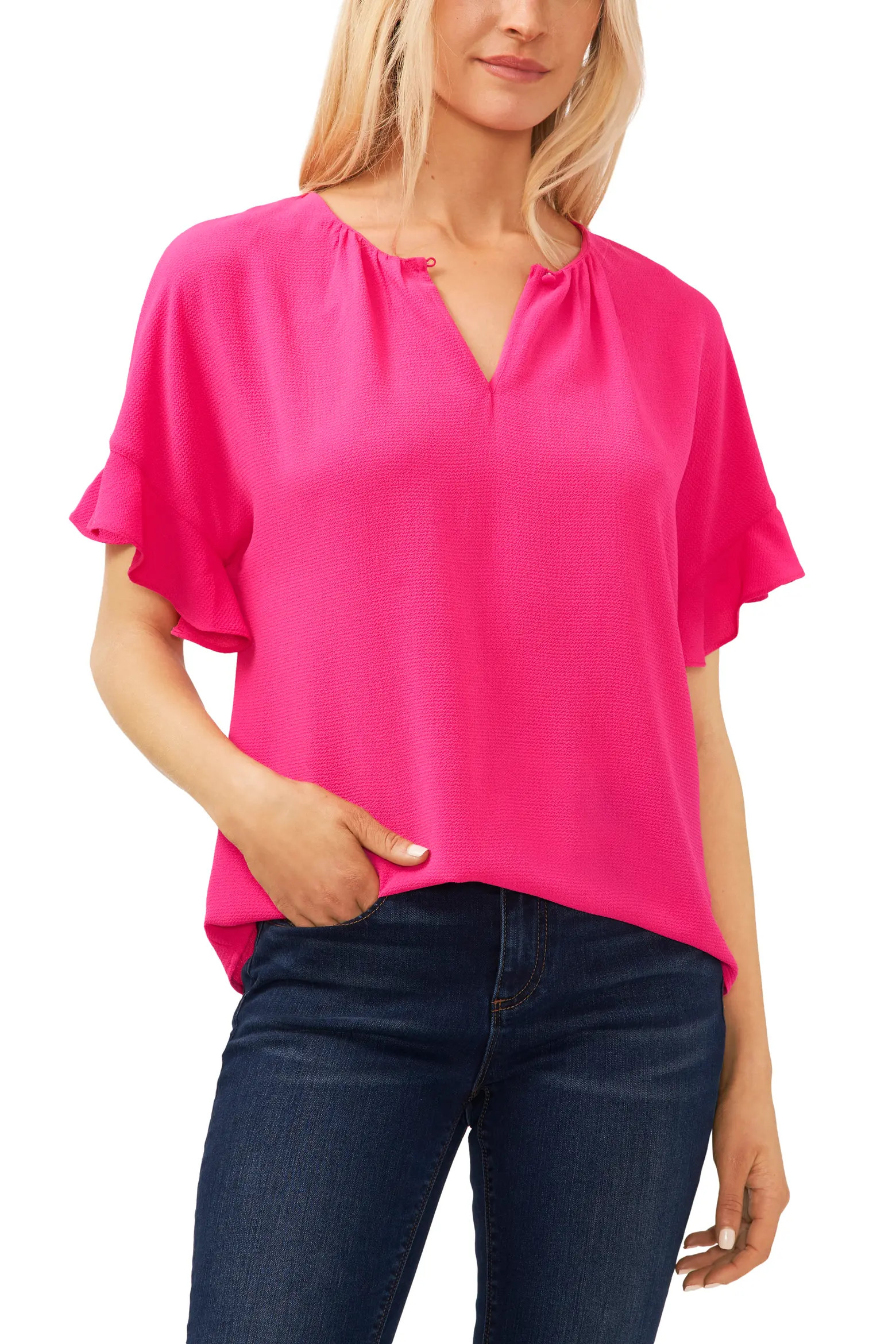 Ruffle Sleeve Crepe Blouse (Women) | Nordstrom | Nordstrom