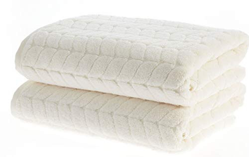 BAGNO MILANO Turkish Cotton Bath Towels, Hand Towels - Soft Plush Jacquard Collection Luxury Towels Set (Cream, Bath Towel Set of 2) | Amazon (US)