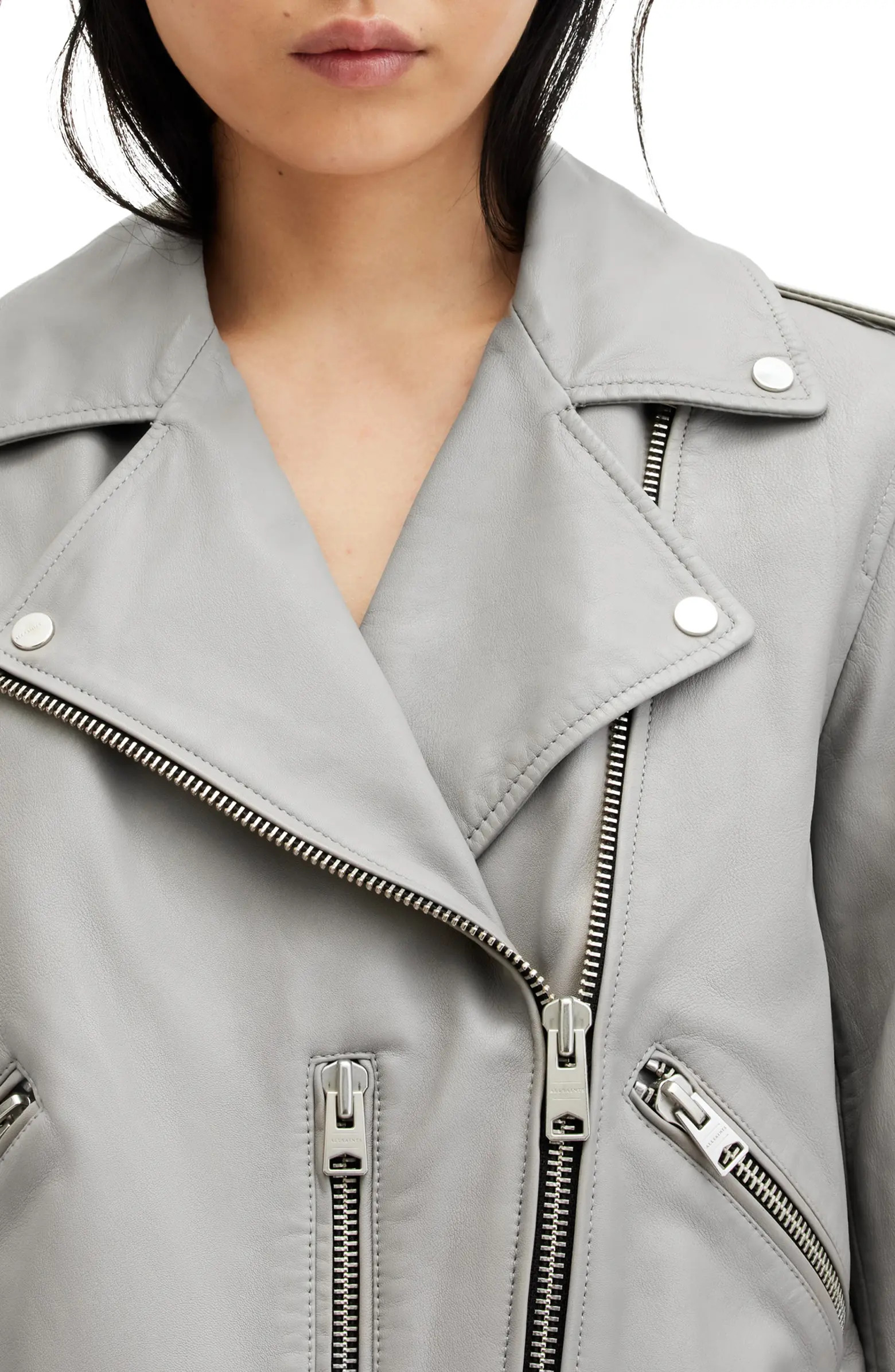 AllSaints Balfern Belted Leather Biker Jacket | Nordstrom | Nordstrom