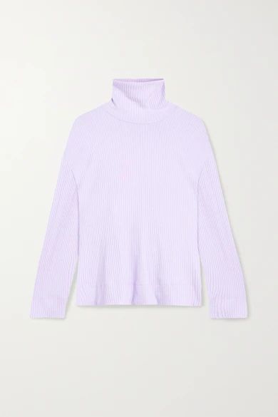 LESET - Alison Oversized Ribbed Stretch-knit Turtleneck Sweater - Lavender | NET-A-PORTER (US)