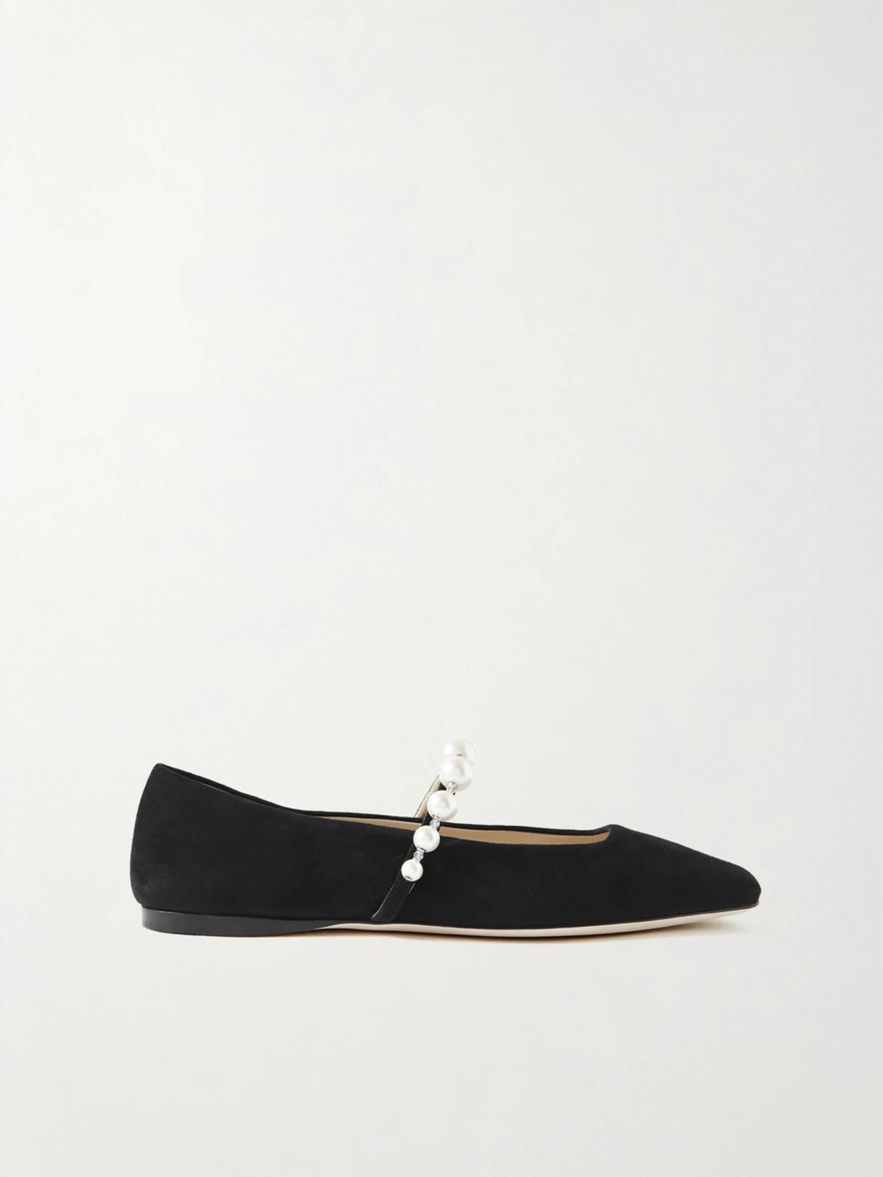 Jimmy Choo - Ade Embellished Suede Ballet Flats - Black | NET-A-PORTER (US)