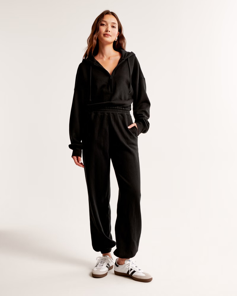 Long-Sleeve Hooded Fleece Jumpsuit | Abercrombie & Fitch (US)