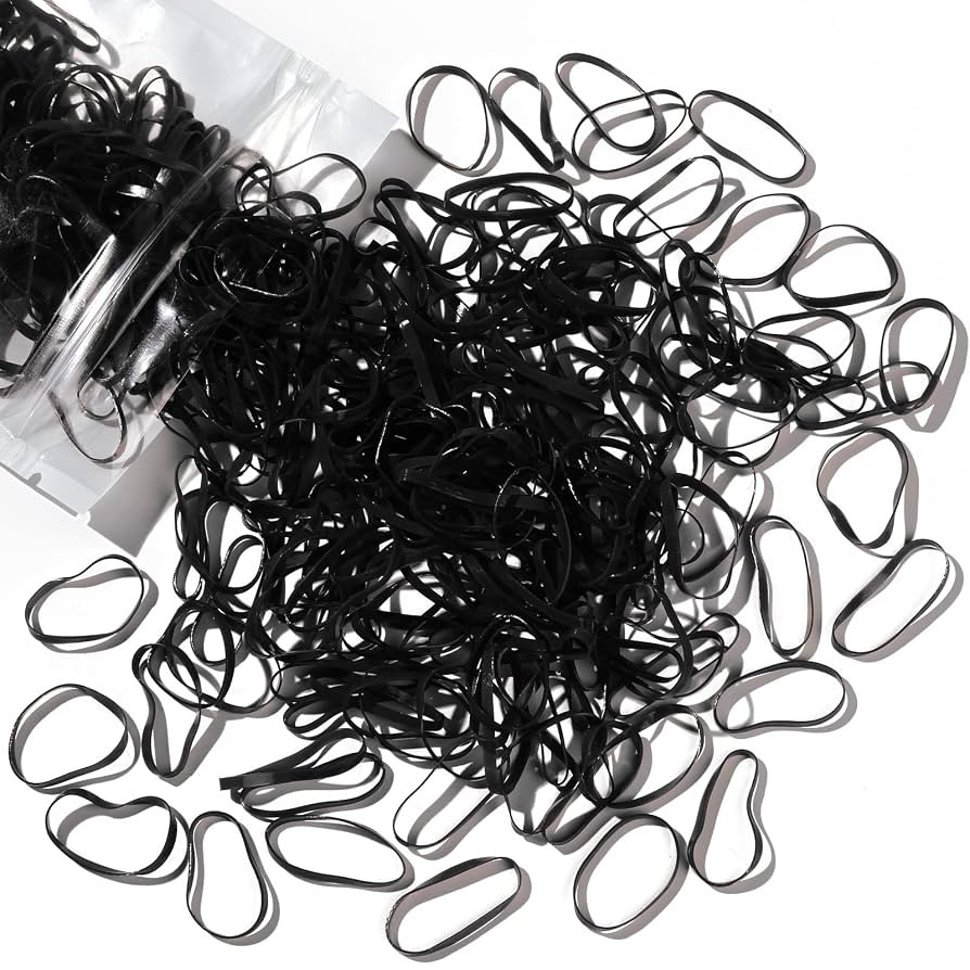 Teenitor Black Hair Elastics,300 Rubber Bands Soft Elastic Bands Hair Braids | Amazon (US)