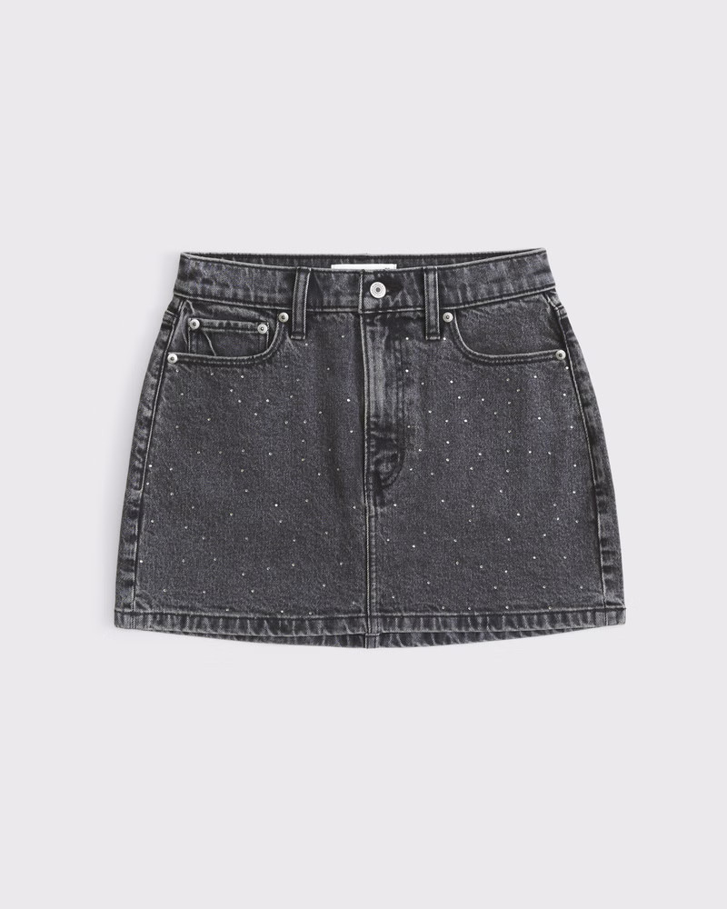 Abercrombie & Fitch Women's Denim Mini Skirt in Gray Embellished - Size 32 | Abercrombie & Fitch (US)