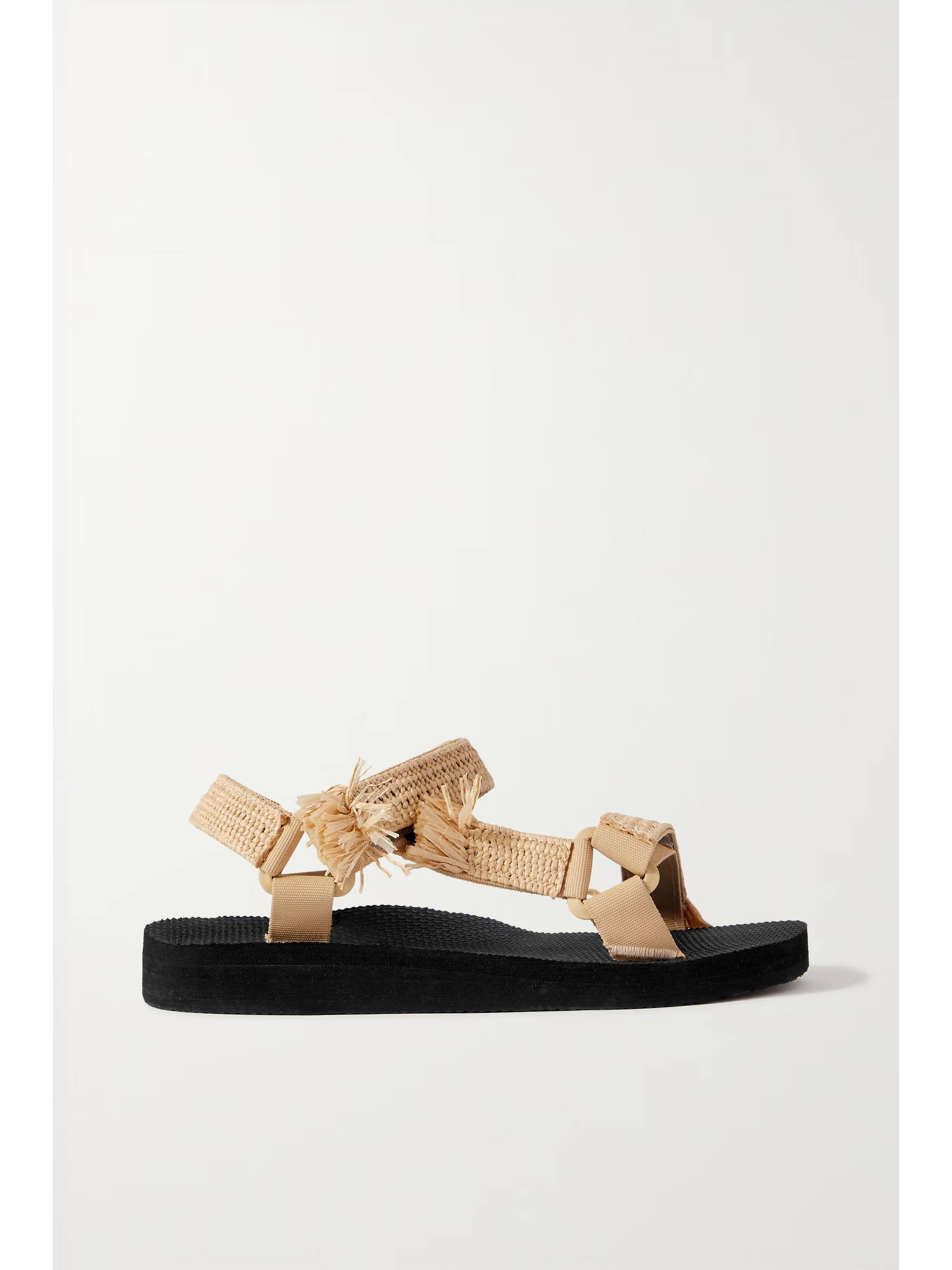 Trekky raffia-trimmed canvas platform sandals | NET-A-PORTER (US)