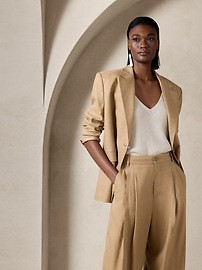 Lena Relaxed Linen-Blend Blazer | Banana Republic (US)