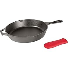 Lodge Cast Iron Skillet with Red Silicone Hot Handle Holder, 12-inch | Amazon (US)