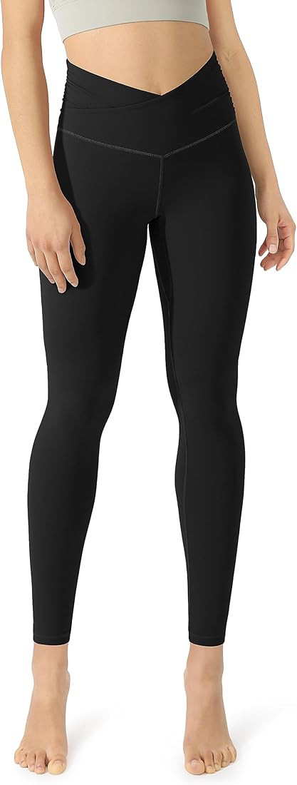 ODODOS Gathered Cross Waist Yoga Pants for Women, Crossover Athletic Workout Leggings -21" / 25" ... | Amazon (US)