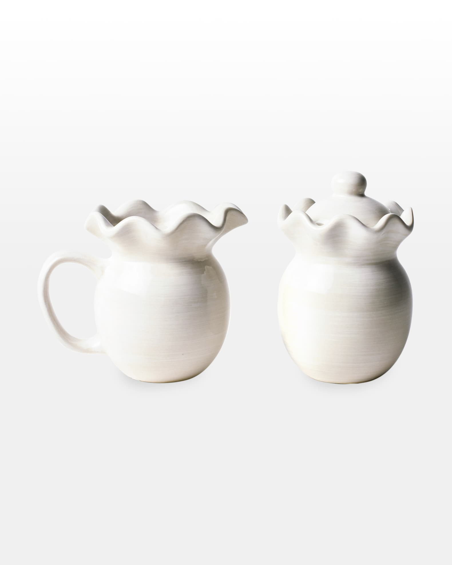 Signature White Ruffle Cream And Sugar Set | Neiman Marcus