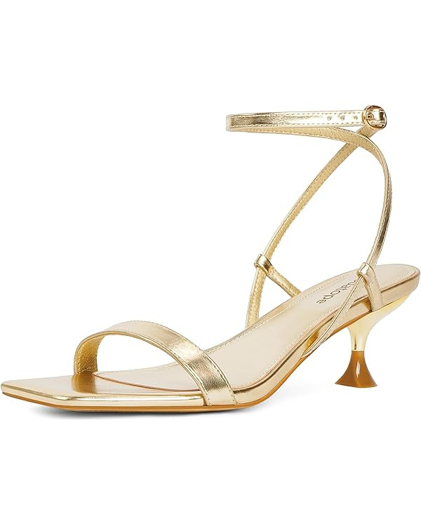 Modatope Kitten Heels for Women Open Square Toe Ankle Strap Sandals Low Heels Dress Shoes for Par... | Amazon (US)