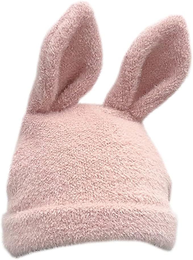 3D Rabbit Ears Beanie Hats Bunny Crochet Cap Cute Plush Winter Hat for Women Girls | Amazon (US)