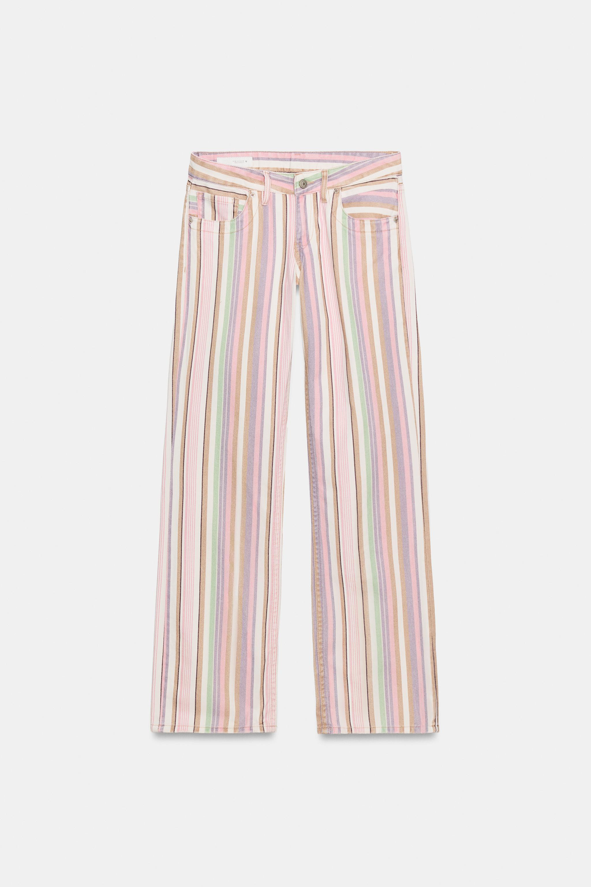 TRF LOW-RISE STRIPED WIDE-LEG JEANS | Zara UK