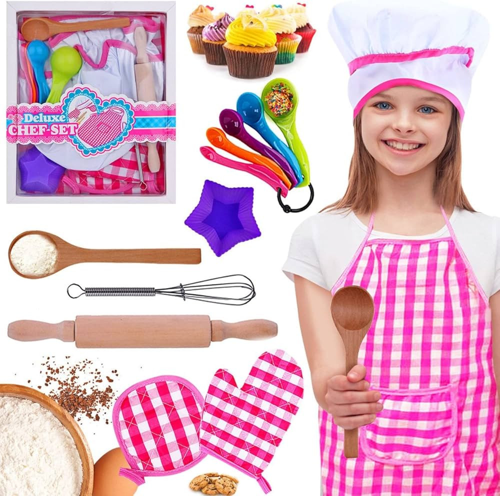Lolo Toys Kids Baking Set Cooking Apron - 13 Piece Children Kitchen Bake Playset Accessories for ... | Amazon (US)
