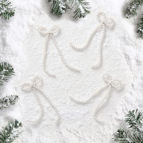 LoveShackFancy Pearl Bow Ornaments - Set of 4 | Pottery Barn Teen