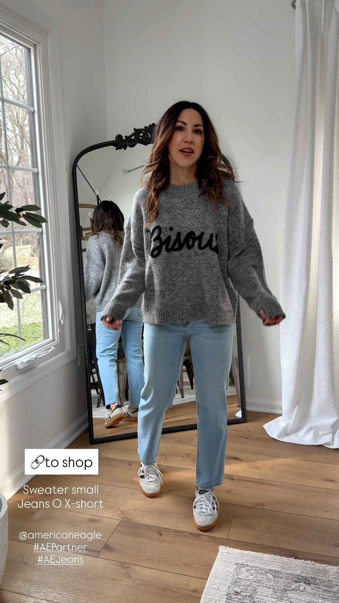 @americaneagle 
#AEPartner 
#AEJeans
Small sweater, straight leg jeans  0 X-short 

#LTKOver40 #LTKSaleAlert #LTKFindsUnder50