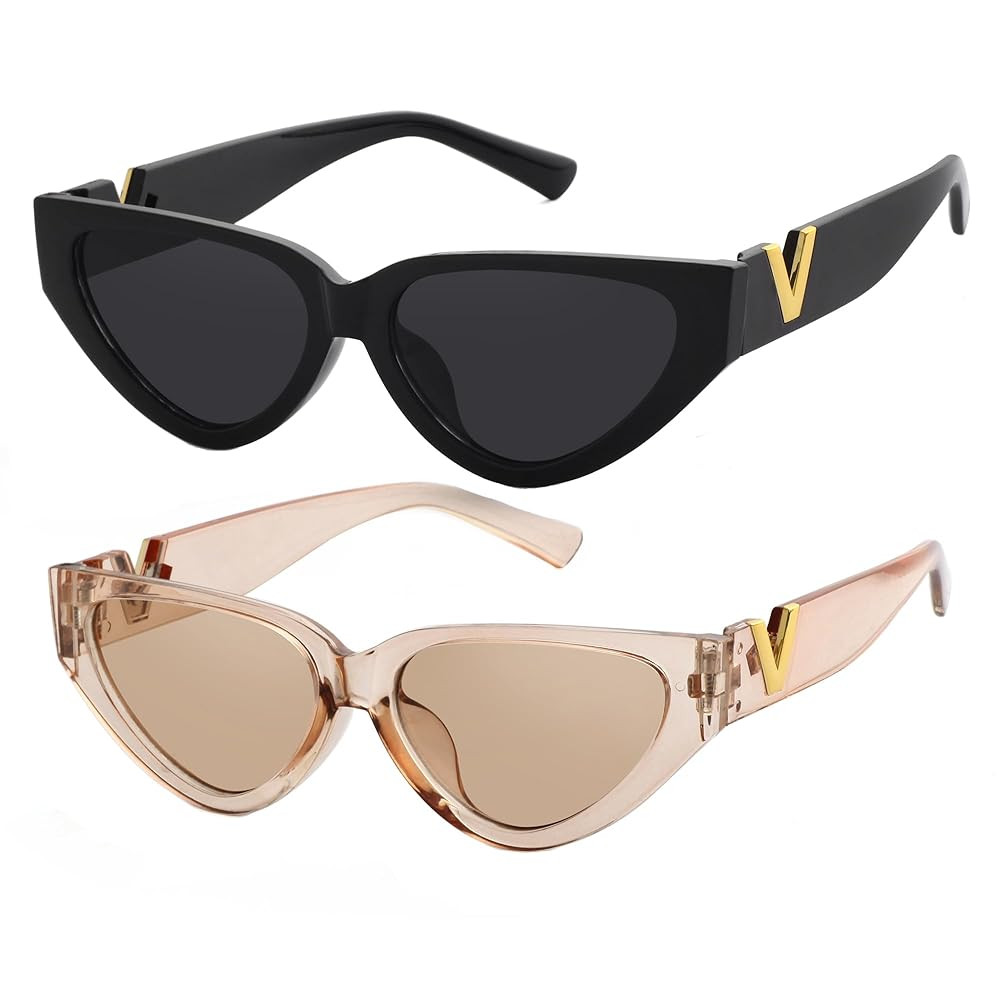 Fashion Cat Eye Sunglasses for Women 90s Retro Trendy Y2K Aesthetic Vintage Small Black Shades 2 ... | Amazon (US)