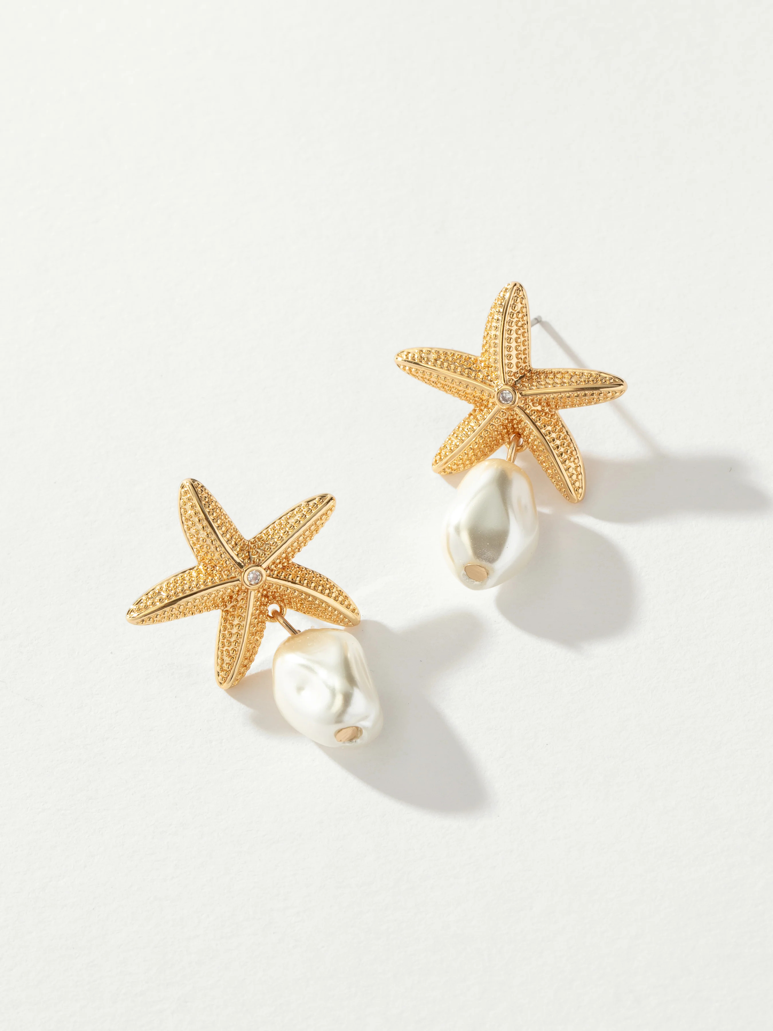 Gold Starfish Pearl Earrings | Dangle Earrings | Uncommon James | Uncommon James