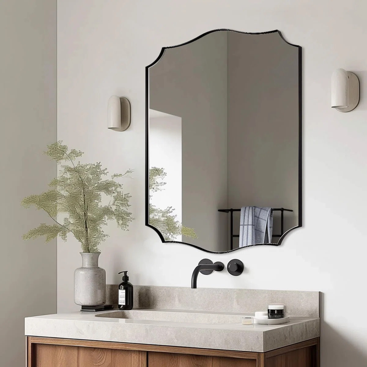 Anayalee Stainless Steel Frame Traditional Scalloped Rectangle Irregular Wall Mirrors | Decorativ... | Wayfair North America