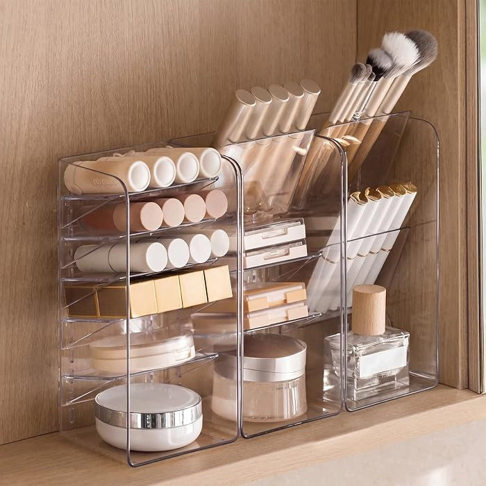 PAVSTINE 3-Pack Medicine Cabinet Organizer, Clear Open Storage Compartment with Adjustable Divide... | Amazon (US)