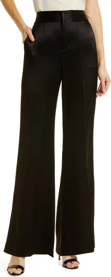 Alice + Olivia Dylan Wide Leg Satin Trousers | Nordstrom | Nordstrom