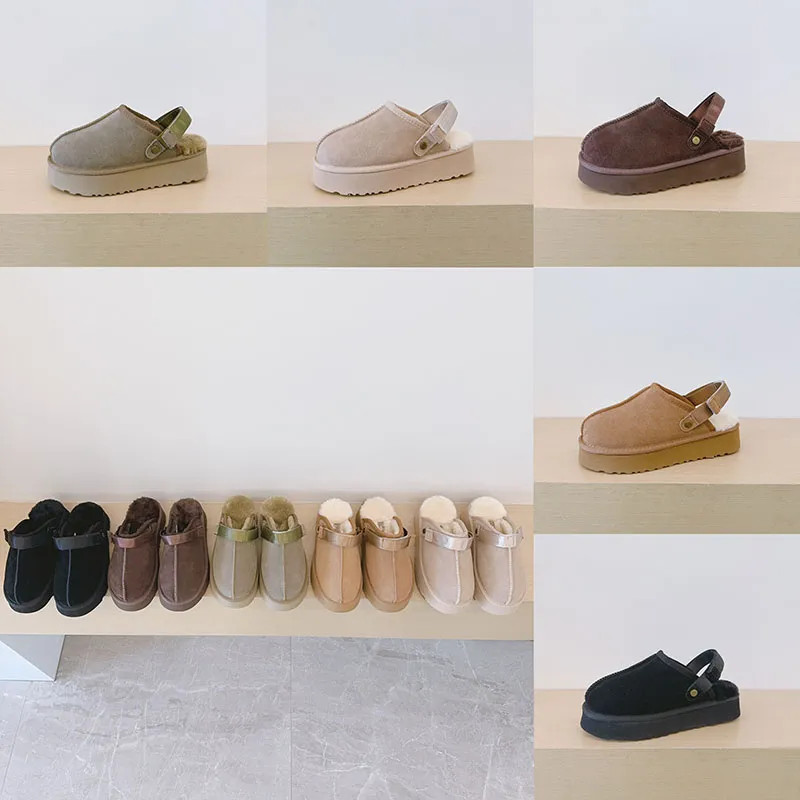 Winter Platform Slippers Designer Women Men Fur Slides Classic Lanah Clog Slipper Real Leather An... | DHGate