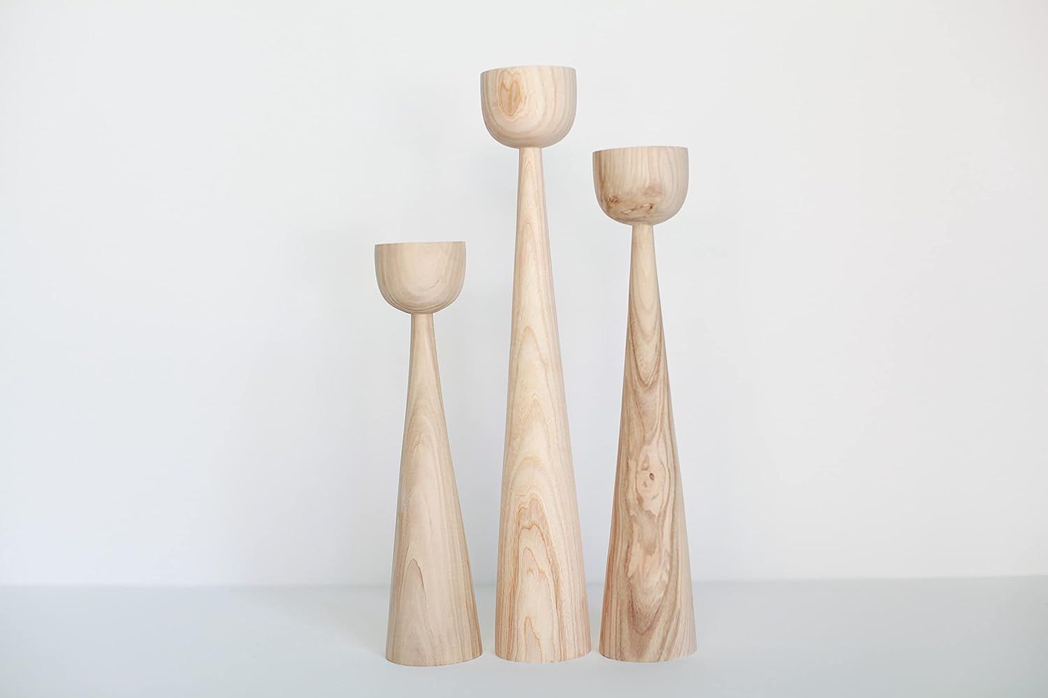 Amazon.com: Wood Set of 3 Candlestick Decoration Wedding Table Decor Texture Wood Natural Wood Gi... | Amazon (US)