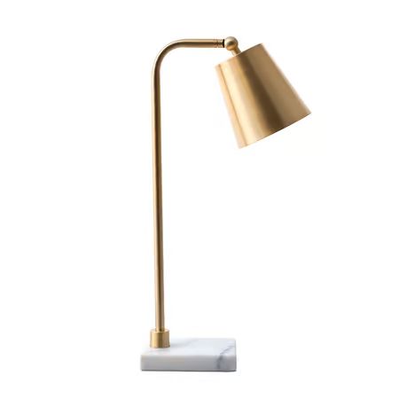Brass 20-inch Hanging Bell on Marble Table Lamp | Rugs USA