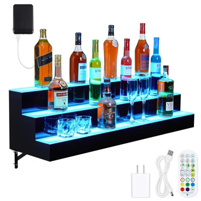 LED Lighted Liquor Shelf 2/3/4 Tier - Acrylic Backlit Bottle Rack with Remote/App Control, Stylish Holder for Home Bar, Wine & Whiskey | Target