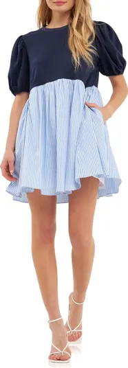 English Factory Mixed Media Babydoll Minidress | Nordstrom | Nordstrom