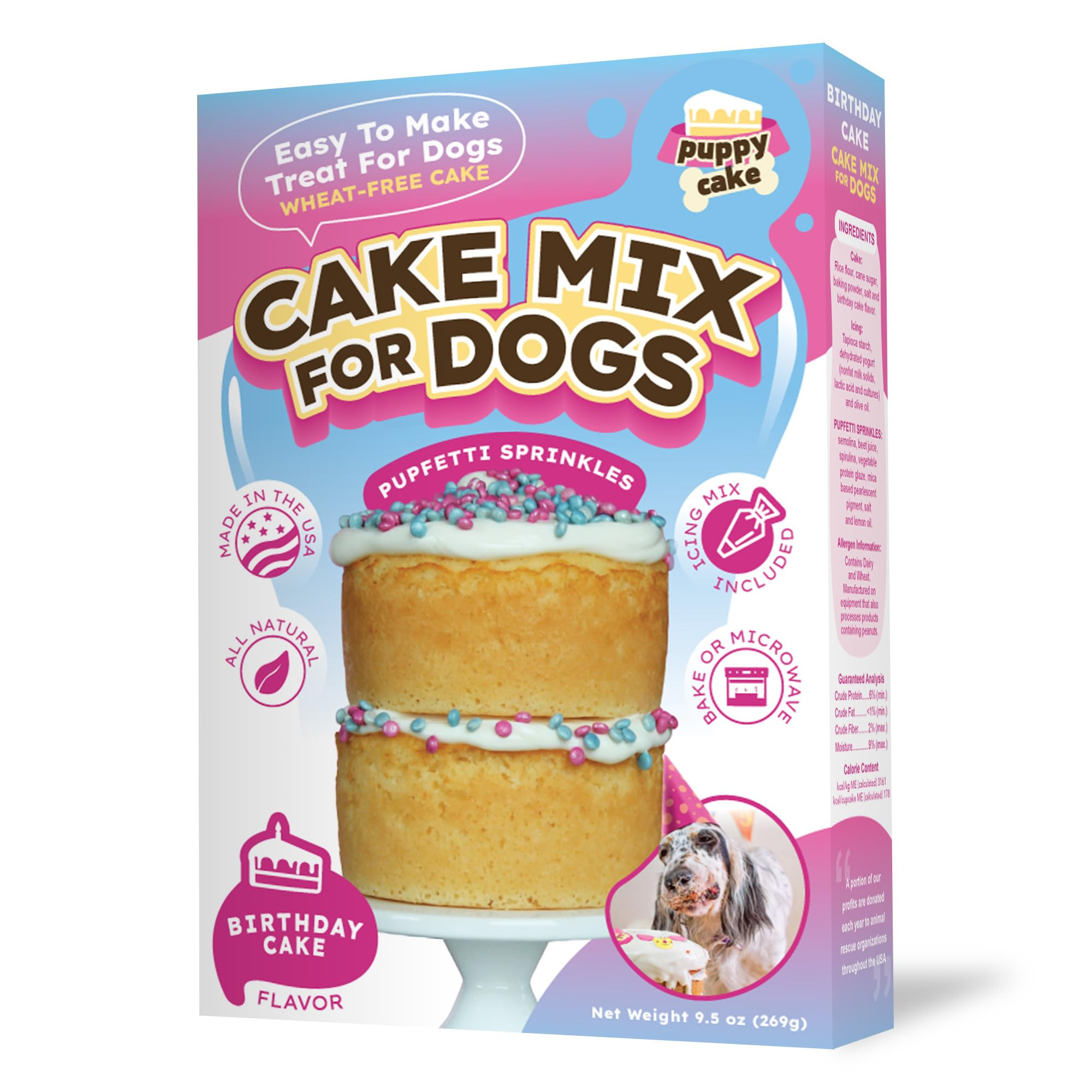 Puppy Cake Wheat-Free Cake Mix with Icing for Dogs (Birthday Cake with Pupfetti Sprinkles) | Amazon (US)