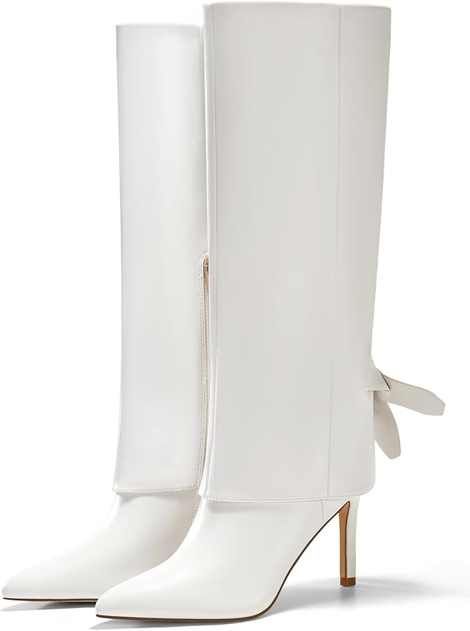 Coutgo Womens Knee High Boots Fold Over Pointed Toe Stiletto High Heel Boot Sexy Winter Tall Boot... | Amazon (US)