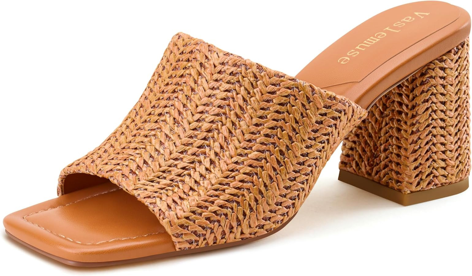 Vaslemuse Mule Heels For Women, Chunky Block Heeled Sandals, Square Open Toe Casual Comfort Slide... | Amazon (US)