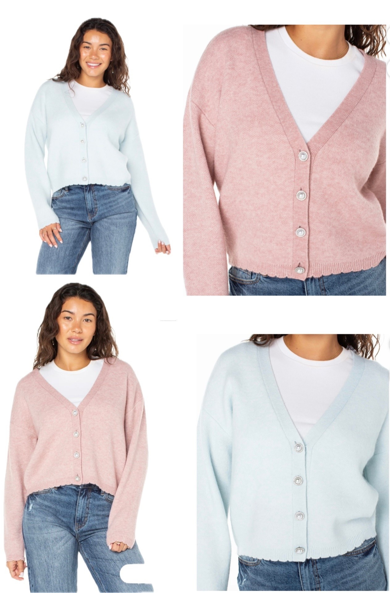 Celebrity Pink Long Sleeve Scalloped Hem Jewel Button Cardigan Sweater

#LTKStyleTip #LTKFindsUnder50