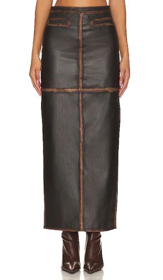 Bo Faux Leather Maxi Skirt in Brown | Revolve Clothing (Global)