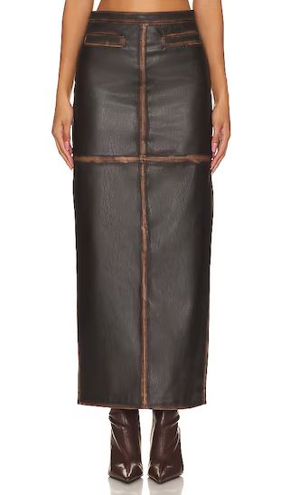 Bo Faux Leather Maxi Skirt in Brown | Revolve Clothing (Global)