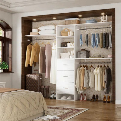 Shalonna 60" - 96" Closet System with 3 Drawers | Wayfair North America