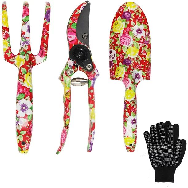 GARTOL Garden Tool Set - 3 Piece Thickly Cast Aluminum Gardening Tools Kit with Floral Print - Tr... | Walmart (US)