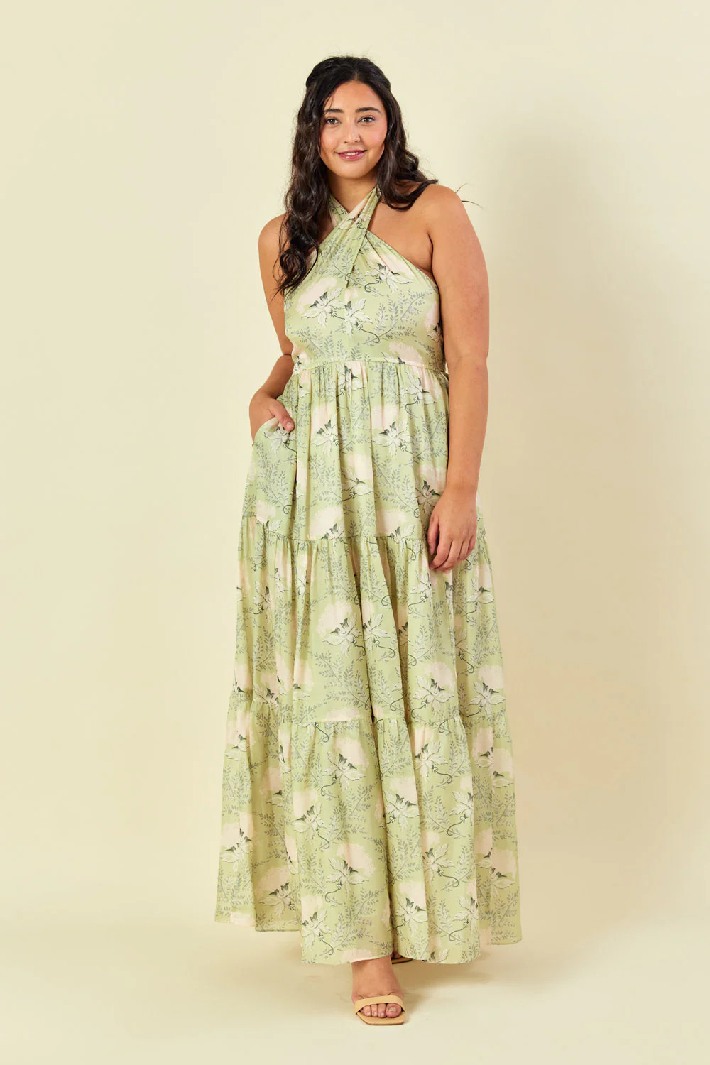 Eden Floor-Length Halter Neck Floral Dress | LulaKate