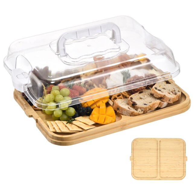Unique Bargains Charcuterie Board with Lid and Handle - Portable Cheese Board for Travel Bamboo C... | Lowe's