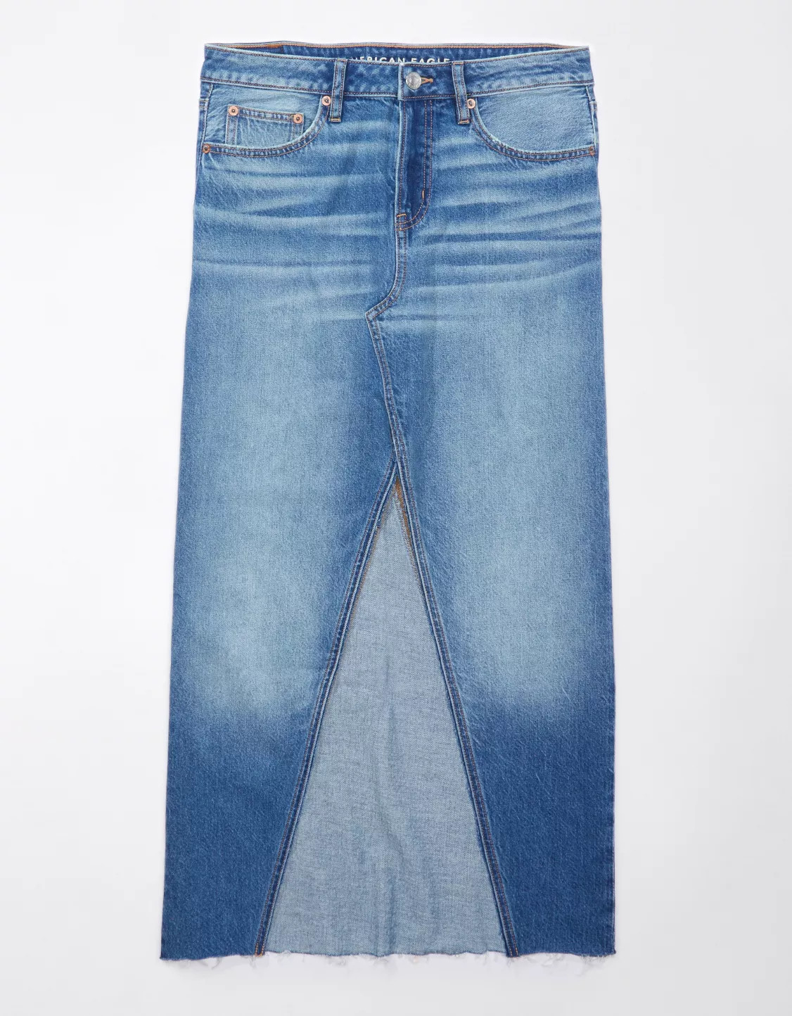 AE Low-Rise Denim Maxi Skirt | American Eagle Outfitters (US & CA)