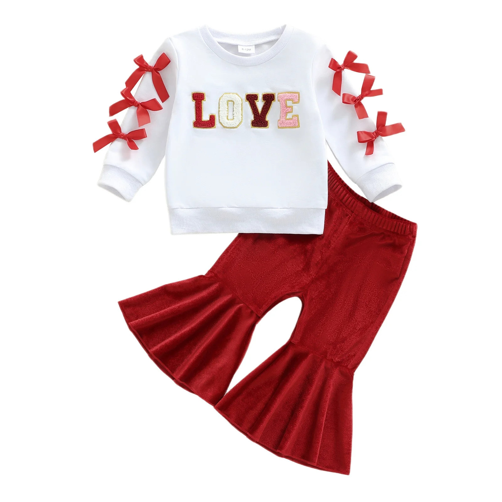 NAISIBABY Toddler and Little Girls Set, Bowknot Sweatshirt and Flare Pants Cute Valentine's Day O... | Walmart (US)
