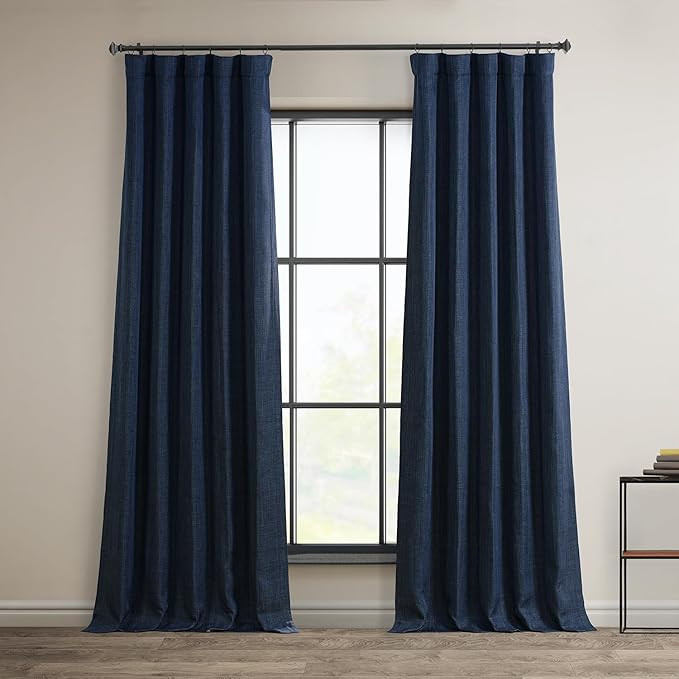 HPD Half Price Drapes Faux Linen Room Darkening Curtains - 84 Inches Long Luxury Linen Curtains f... | Amazon (US)