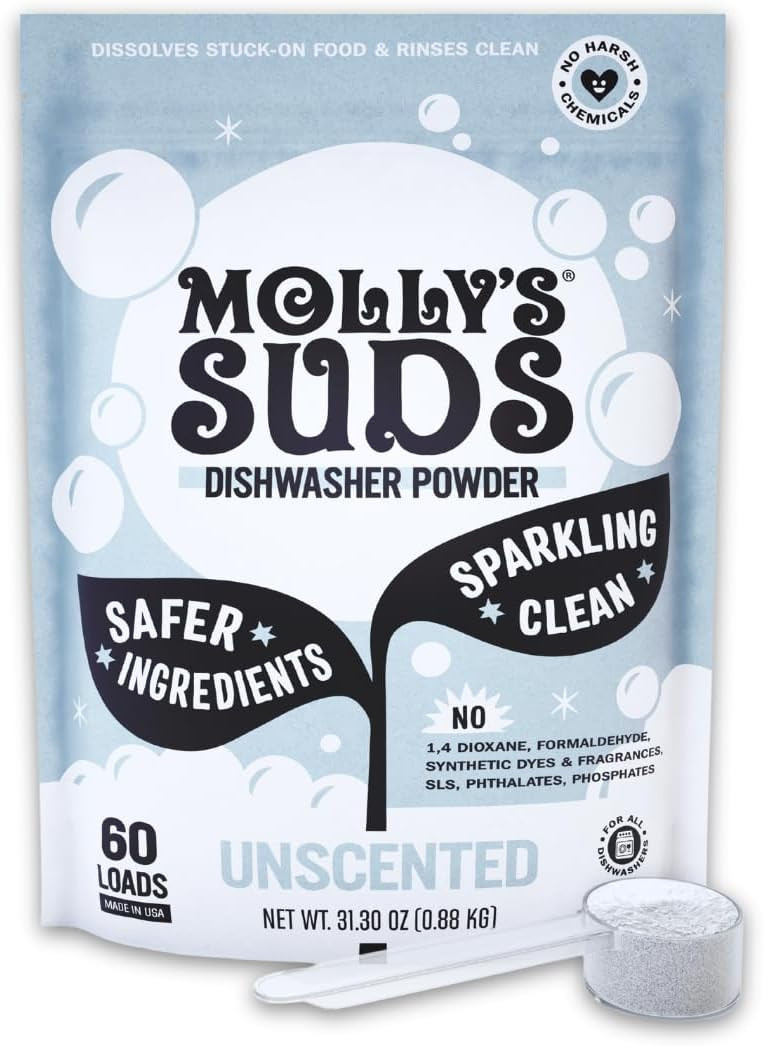 Molly's Suds Dishwasher Powder | Clean Dishwasher Detergent, Cuts Grease & Rinses Clean (Residue-... | Amazon (US)