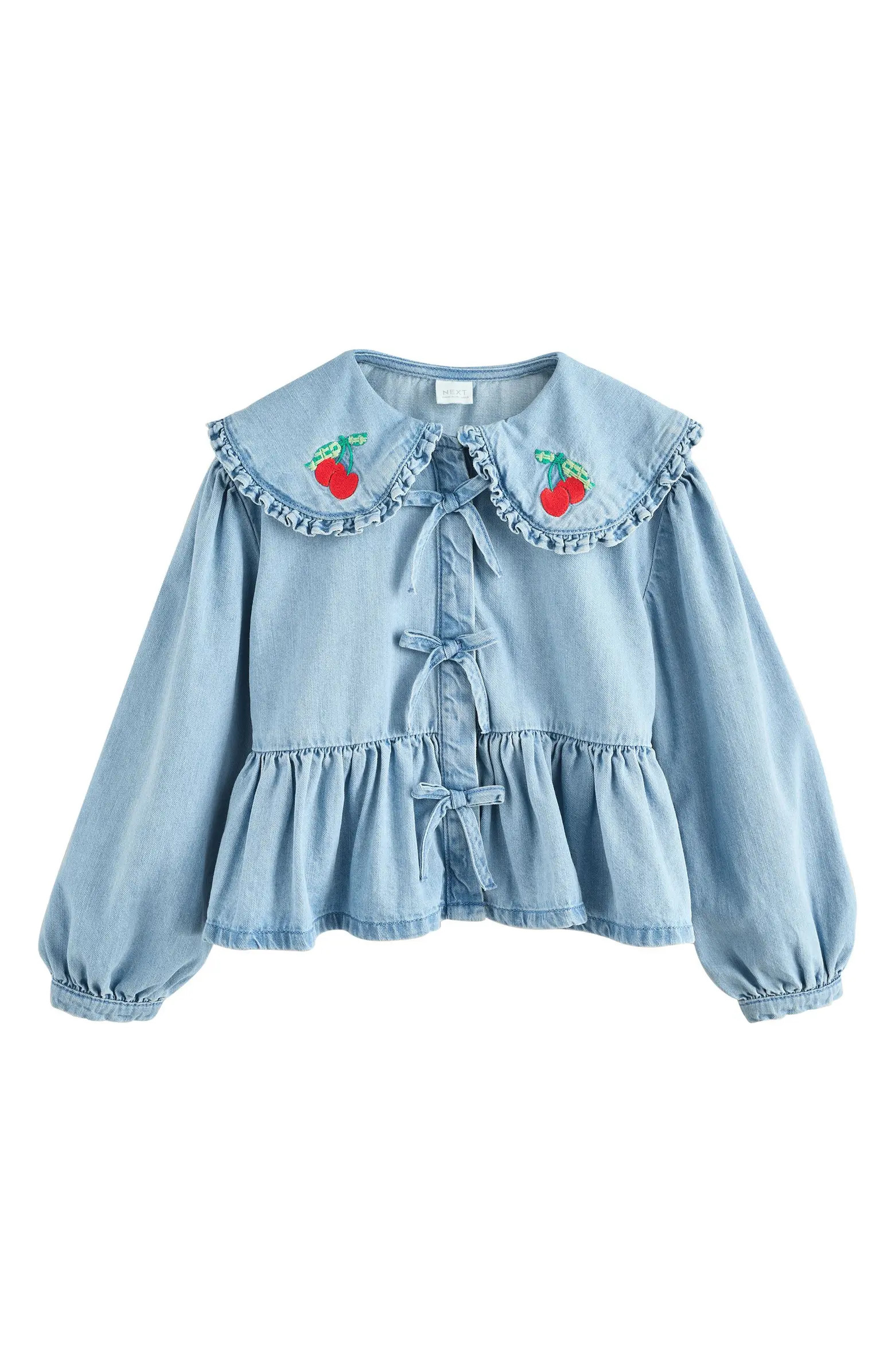 Kids' Cherry Collar Denim Top | Nordstrom