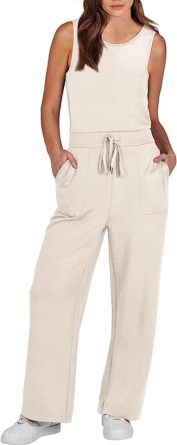 ANRABESS Air Essentials Jumpsuits for Women Casual Summer Romper Sleeveless Wide Leg Long Pants J... | Amazon (US)