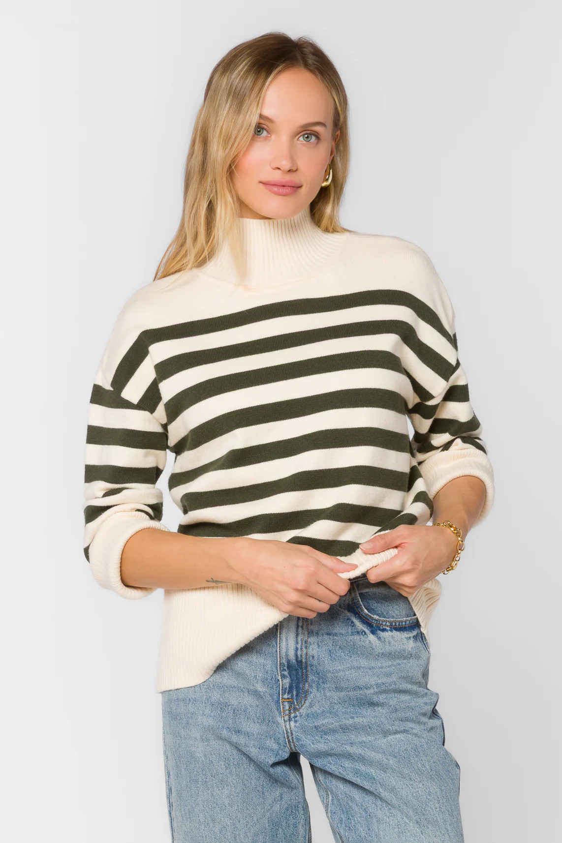 Caden Ivory Pine Stripe Sweater | Velvet Heart Clothing