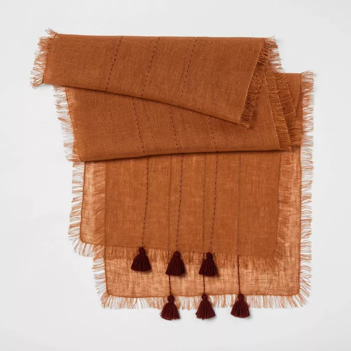 72"X14" Woven Table Runner with Tassels Orange - Opalhouse™ | Target